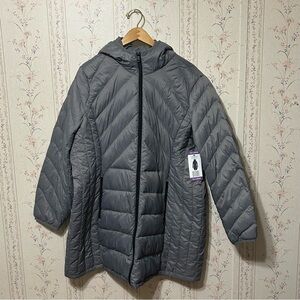 London Fog Packable Down Hooded Lightweight Coat Gunmetal Size XX-Large NWT